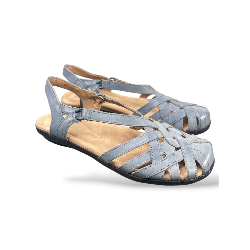 Earth Origins Belle Brielle Moroccan Blue Leather Fisherman Sandals Womens 7M
